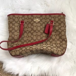 Authentic Coach pocketbook with red trim
